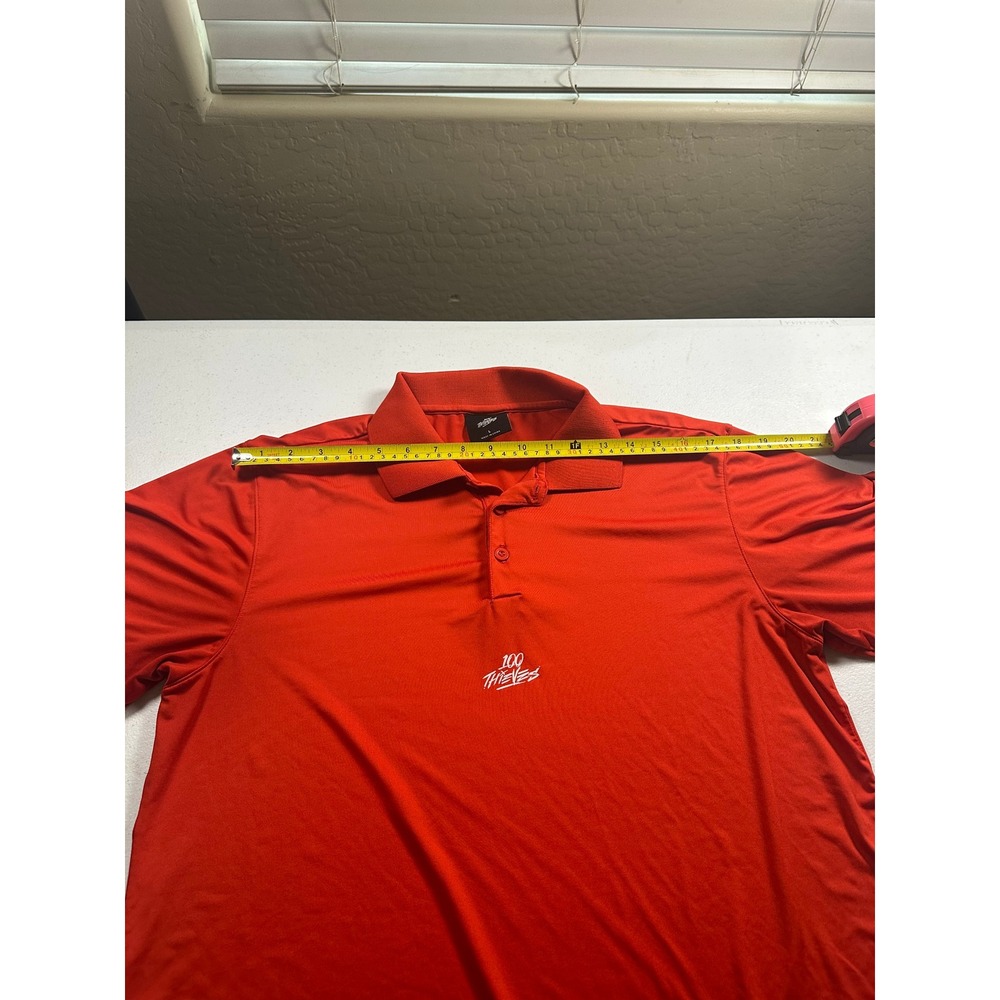100 Thieves Mens Performance Polo Shirt Red Short Sleeve Embroidered Logo Large - Picture 9 of 12